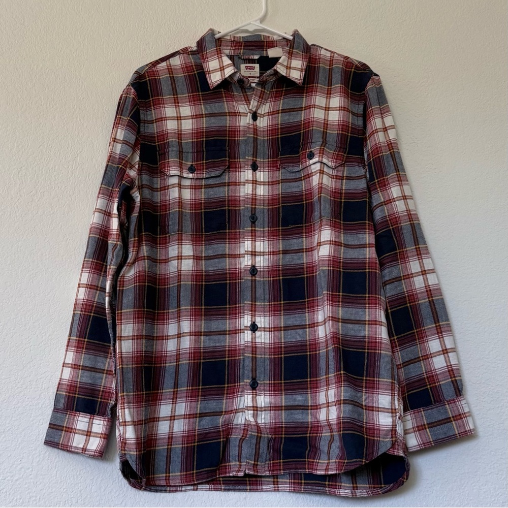 Levi's Relaxed Fit Long Sleeve Button Front Flannel Shirt Men’s Small - Plaid